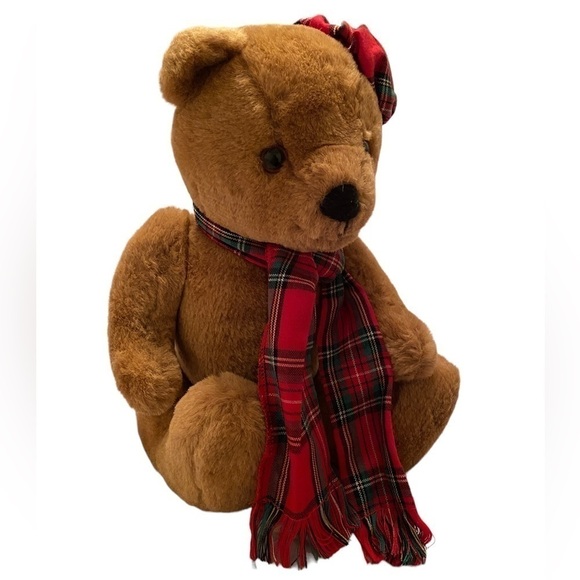 Vtg 1984 Dakin Christmas Bear Red & Green Plaid Plush Toy Rare! - Picture 3 of 6